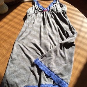 *NEW Dark grey nightgown with blue lacy trim